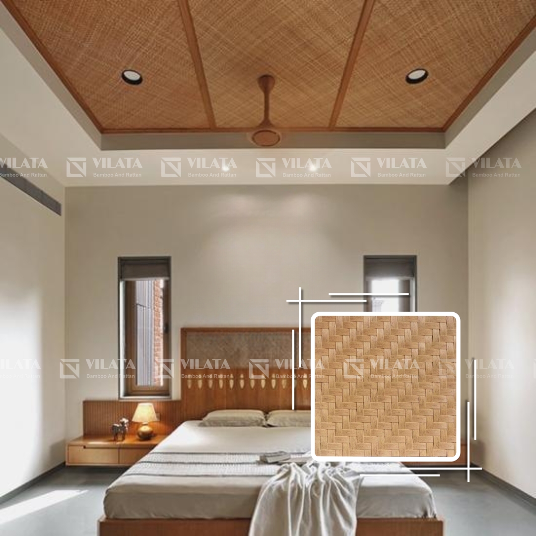 Mành cót ép nhân tạo ốp trần trong homestay