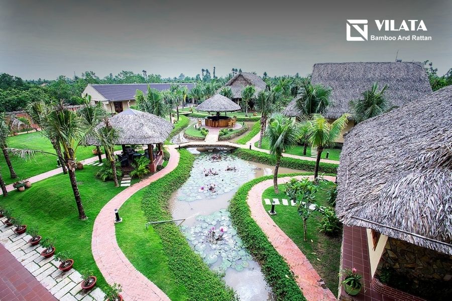 Khu du lịch sinh thái áp dụng mái lá dừa trong kiến trúc